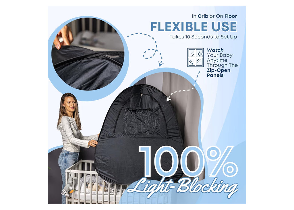 Talzora Baby Sleep Tent – Breathable Blackout Cover For Pack N Play, Crib Cover & Travel Sleep Pod, Easy Pop Up Setup For Toddlers And Babies Easy And Ready