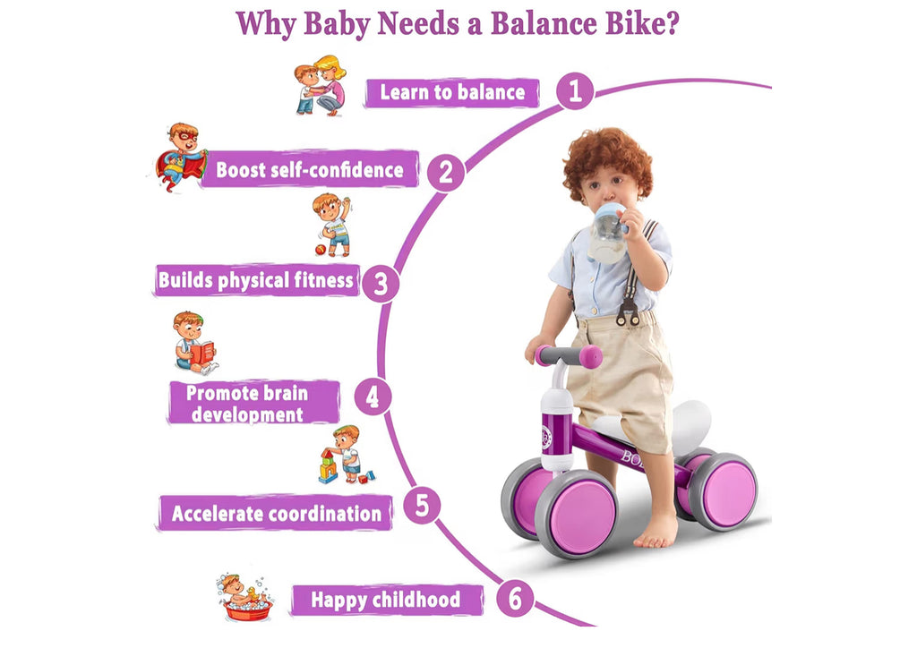 Baby Balance Bike Toys For 12-36 Months Kids Toy Boy Girls Gifts Toddler Best First Birthday Gift Children Walker No Pedal Infant 4 Wheels Bicycle (Purple)