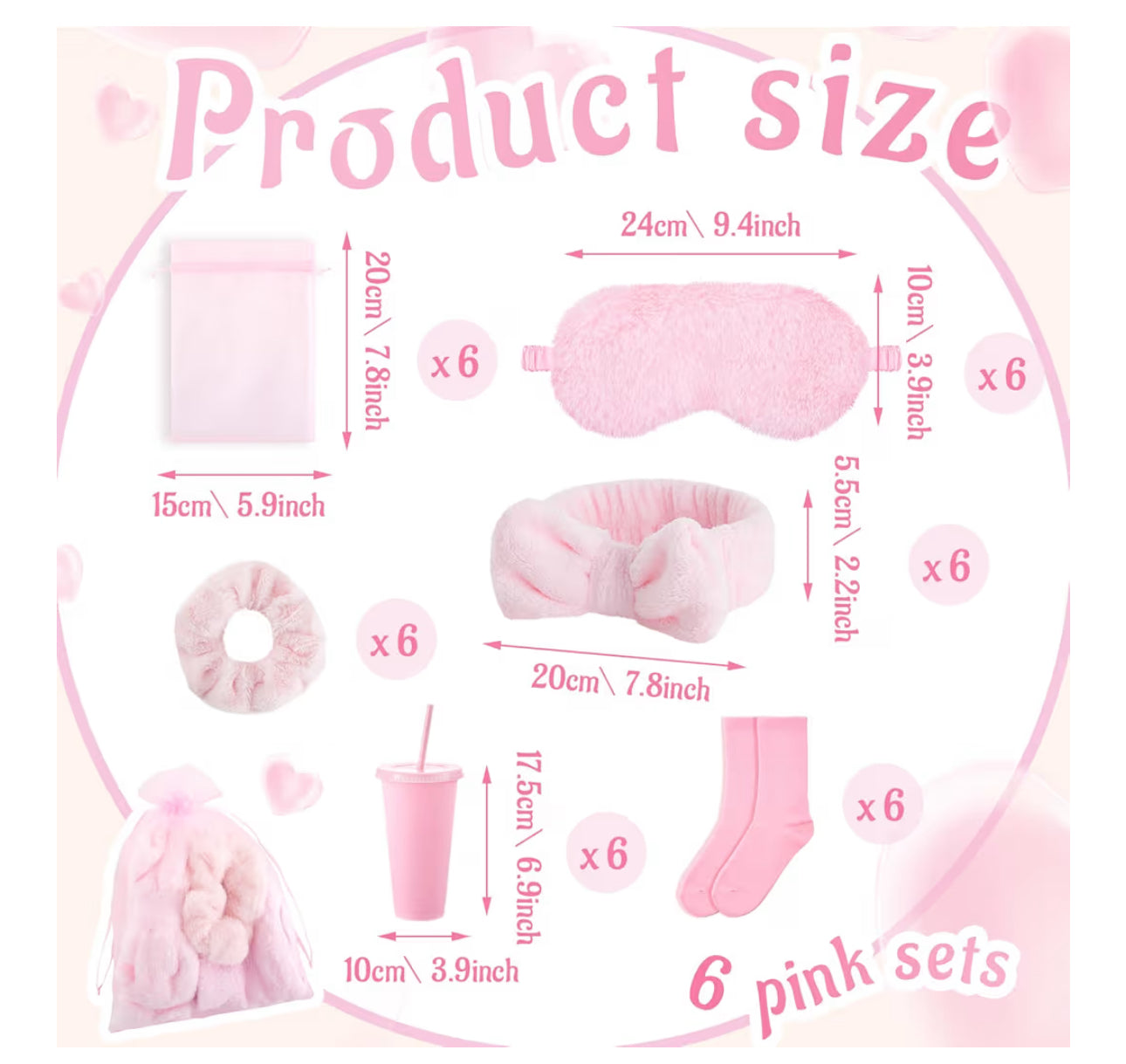 Fanfanwin 48 Pcs Sleepover Party Supplies Spa Birthday Slumber Pajamas Galentines Party Favors Coquette Throw Blanket Pillow Headband Scrunchies Eye Mask Cup Socks(Pink,Solid Color)