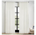 Extra Wide Curtains 70 In Width For 60 & 72 Inch Window,Pleated Back Tab Linen Semi Sheer Full Length Curtains For Living Room Sliding Glass Door 2 Panel Set,72x84,70x84,6FT X 84 Inches Long,Cream