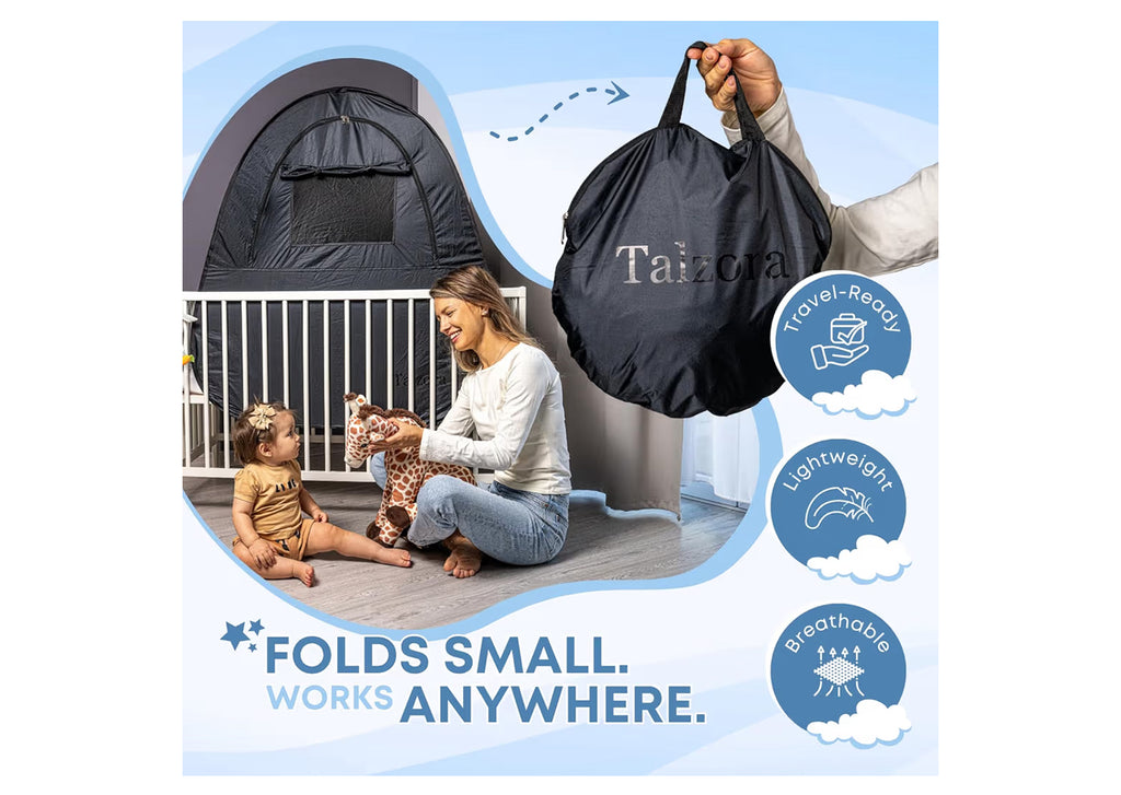 Talzora Baby Sleep Tent – Breathable Blackout Cover For Pack N Play, Crib Cover & Travel Sleep Pod, Easy Pop Up Setup For Toddlers And Babies Easy And Ready
