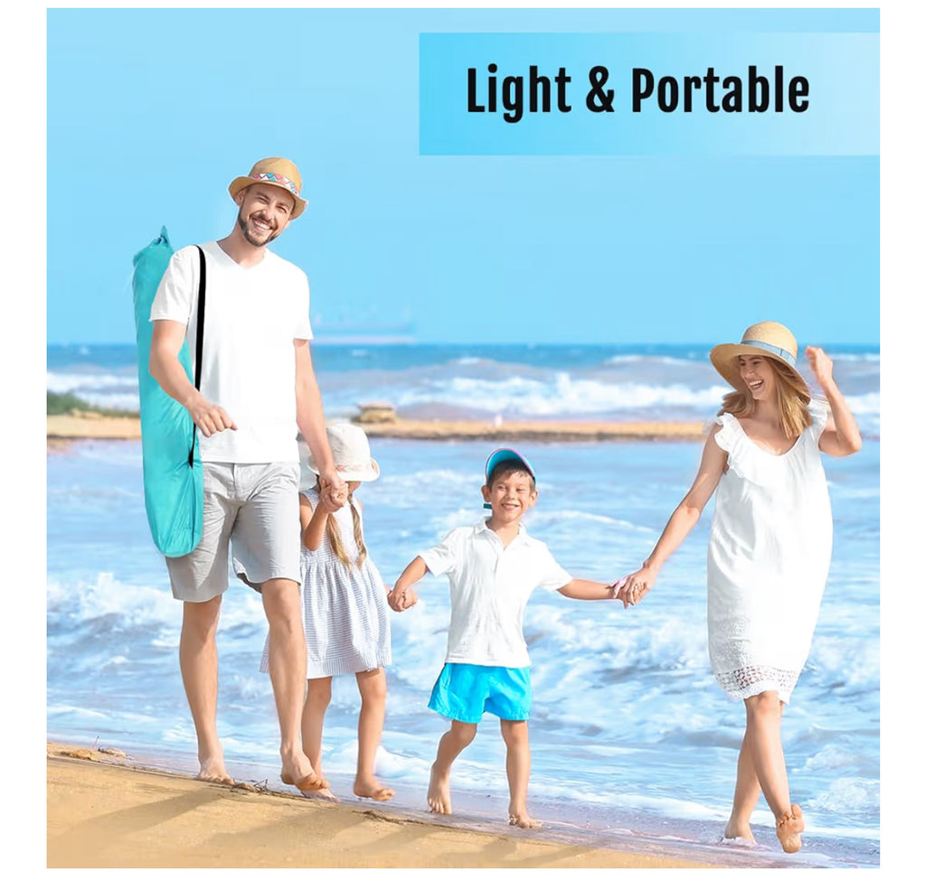 WhiteFang Deluxe XL Pop Up Beach Tent Sun Shade Shelter For 3-4 Person, UV Protection, Extendable Floor With 3 Ventilating Windows Plus Carrying Bag, Stakes, And Guy Lines (Mint Green)