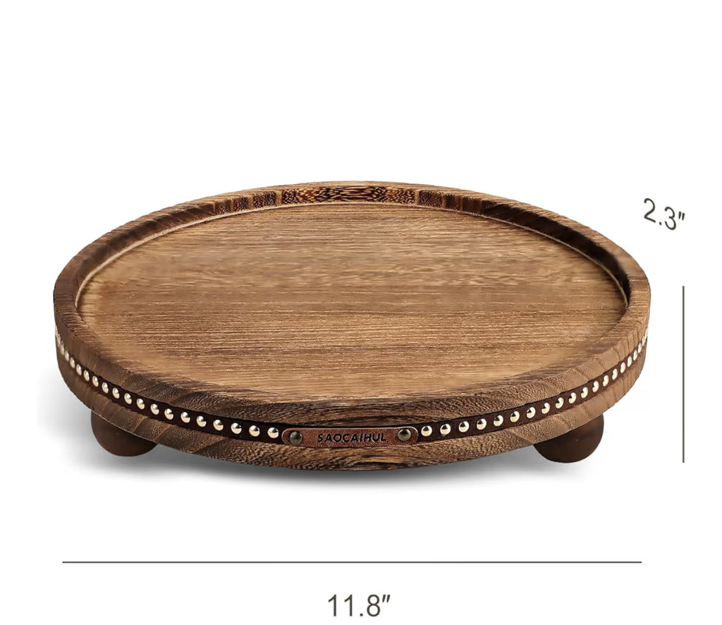 Decor Decorative Round Tray 11.81in For Home Decor For Coffee Table Farmhouse Kitchen Table Living Room Bathroom Centerpiece Tray Decor