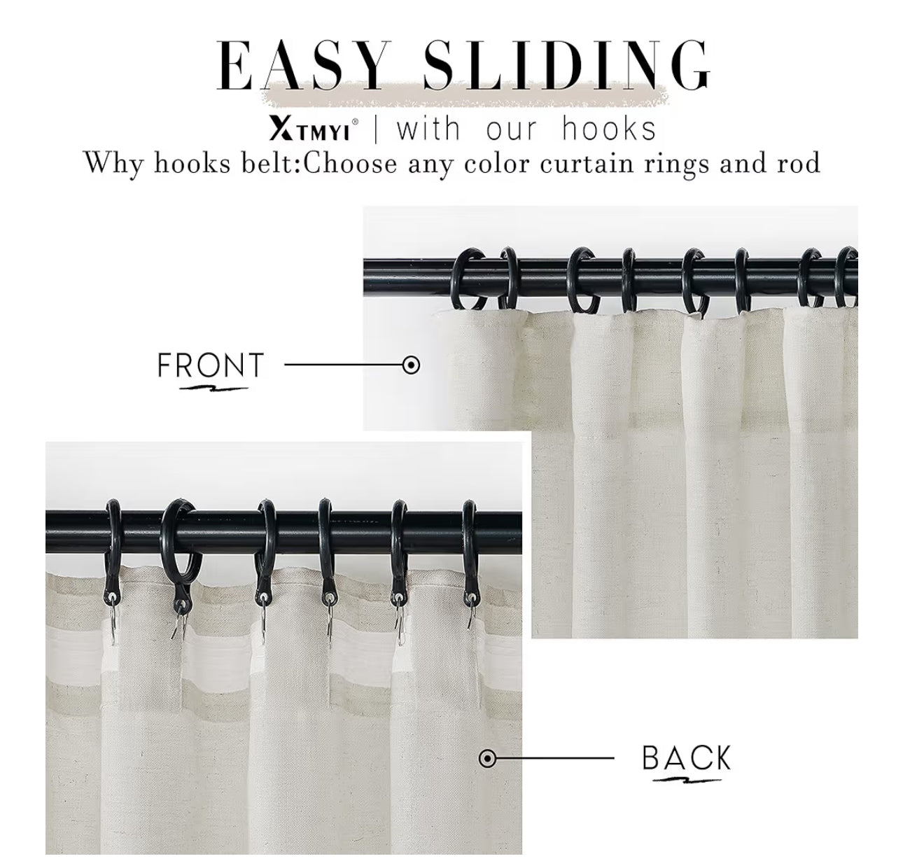 Extra Wide Curtains 70 In Width For 60 & 72 Inch Window,Pleated Back Tab Linen Semi Sheer Full Length Curtains For Living Room Sliding Glass Door 2 Panel Set,72x84,70x84,6FT X 84 Inches Long,Cream