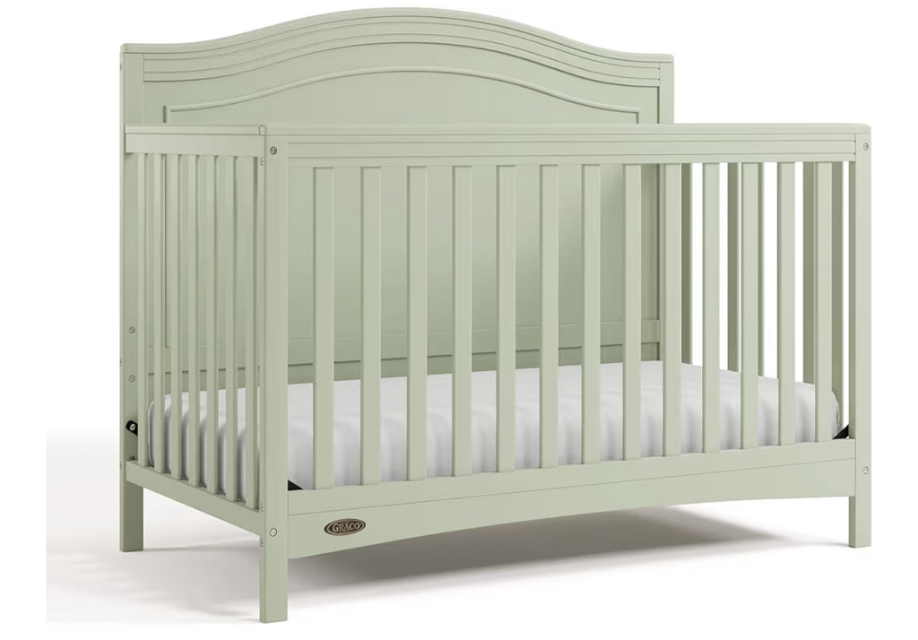 Graco Paris 4-In-1 Convertible Crib - GREENGUARD Gold Certified, Converts To Toddler Bed, Daybed And Full Bed, Fits Standard Crib Mattress, Adjustable Mattress Base, Sage