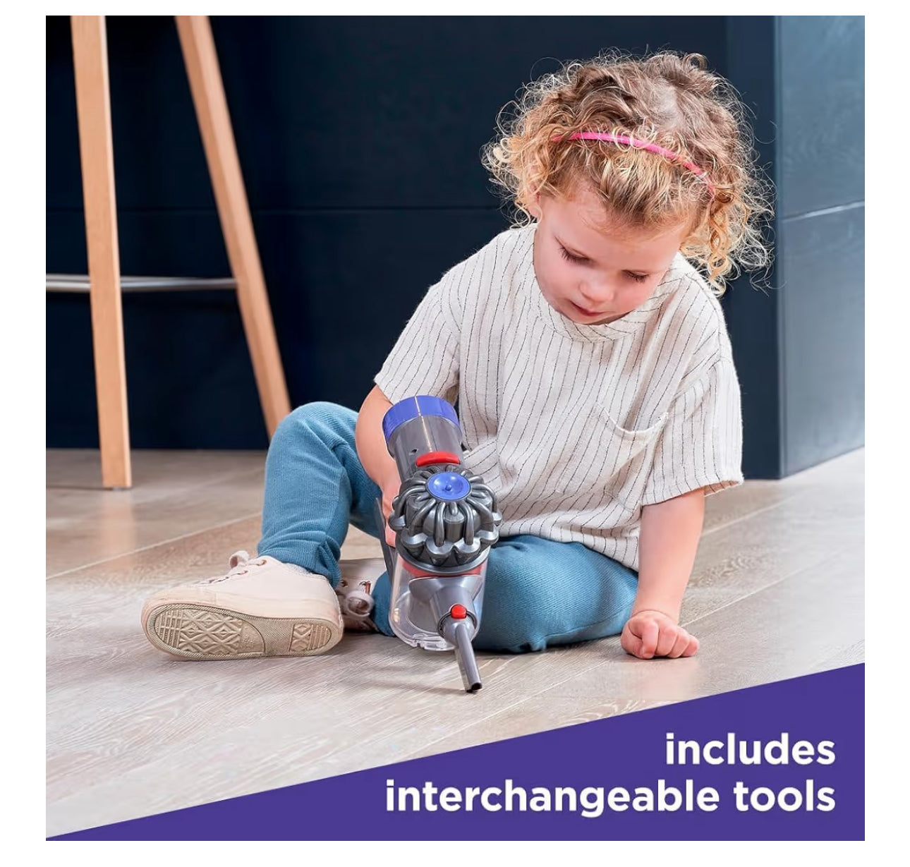 Casdon Dyson Cordless Vacuum Interactive & Officially Licensed Toy Dyson Vacuum For Children Aged 3+ Realistic Role-Play Fun, Purple And Orange