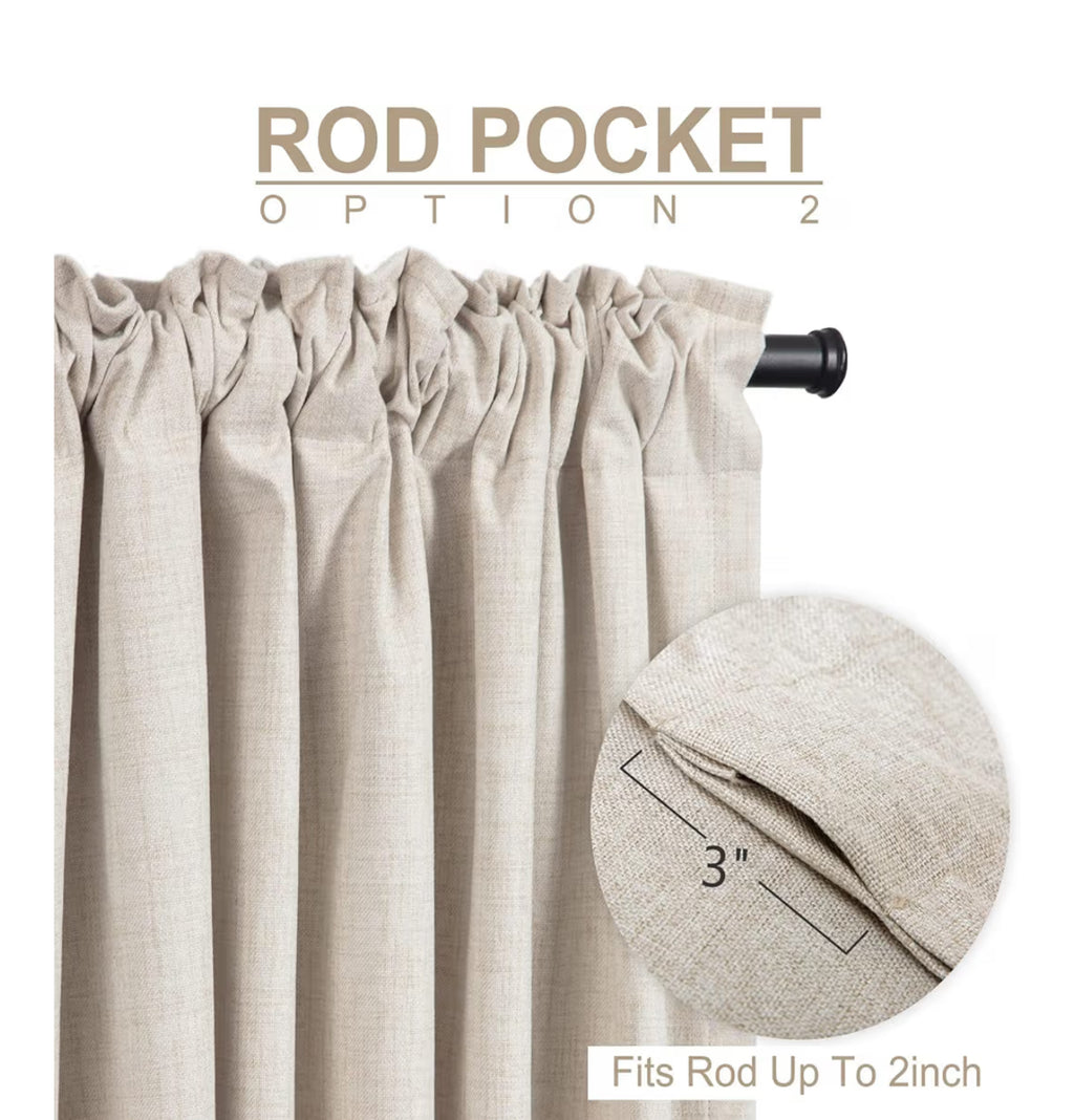 100% Blackout Shield Linen Blackout Curtains For Bedroom 84 Inches Long, Back Tab/Rod Pocket Living Room Drapes, Thermal Insulated Blackout Curtains 2 Panels Set, 50" W X 84" L, Cream