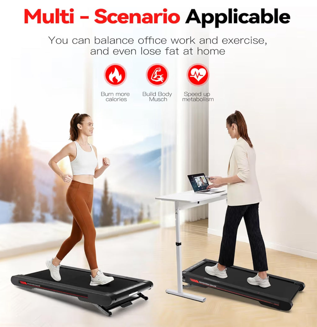 Walking Pad Treadmill With APP, 3 In 1 Under Desk Treadmills, 2.5HP Low Noise Walking Vibration Pad With Remote Control,Portable Treadmill For Home Office, Red