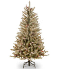 National Tree 4.5 Foot Dunhill Fir Slim Tree With Snow, Red Berries And Cones, Hinged (DUF-301-45)