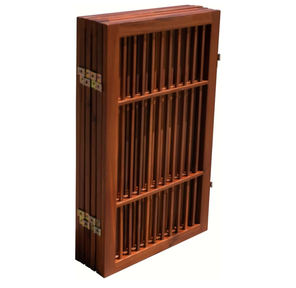 Urnporium Pet Dog Gate Freestanding, Strong Durable Folding Wooden Fence, Portable Acacia Hardwood Safety Barrier For Indoor & Outdoor Use (Brown Pet Gate, 6 Panel 30" Tall)