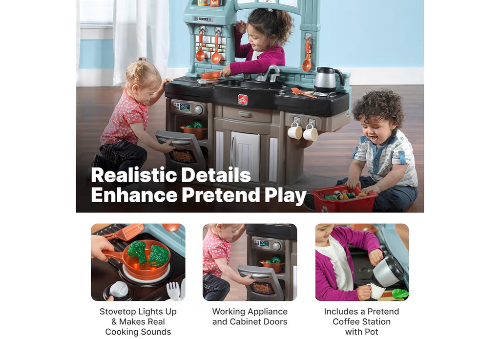 Step2 Best Chefs Kids Kitchen Playset, Indoor/Outdoor Kitchenette, Interactive Play With Lights And Sounds, Made Of Durable Plastic, Includes 25 Piece Toy Accessories, For Toddlers 2+ Years Old