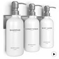 Luxury Shampoo And Conditioner Dispenser Set Wall Mounted By Brighter Barns - Refillable Shampoo Dispenser For Shower Wall - Shower Bottles 3 Chamber No Drill For Guest Bathroom, Airbnb, Hotel (White)