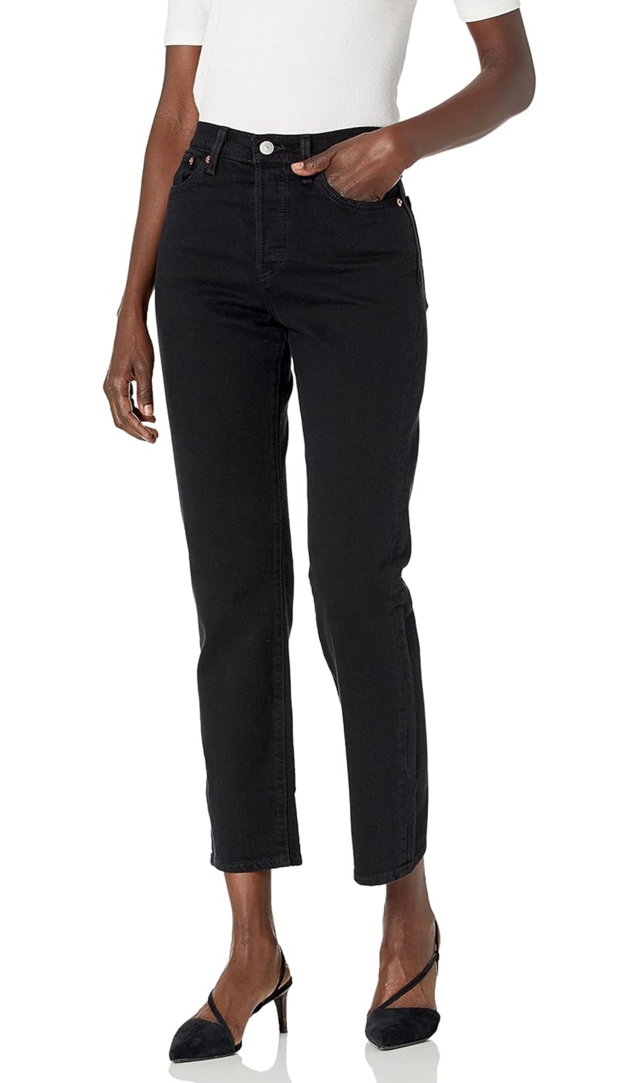 Levi's Women's Premium Wedgie Straight Jeans, Black Sprout, 30