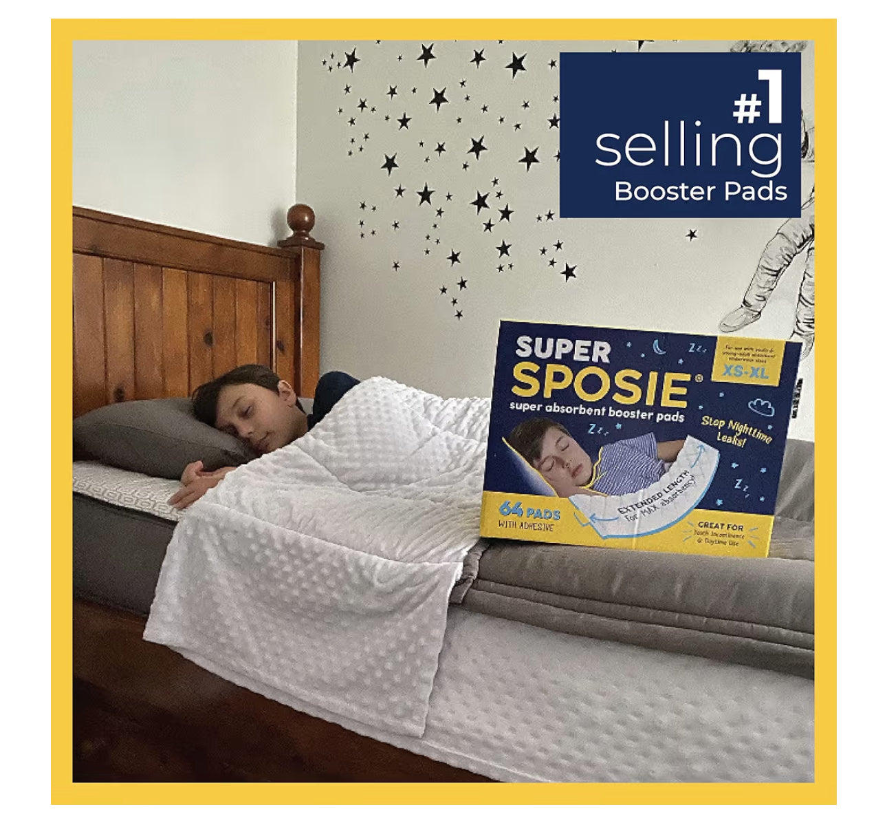 Super Sposie Booster Pads, Max Absorbency For Nighttime Diapers, Use With Overnight Diapers Size 5+ And Night Time Pull Ups, Incontinence Protection
