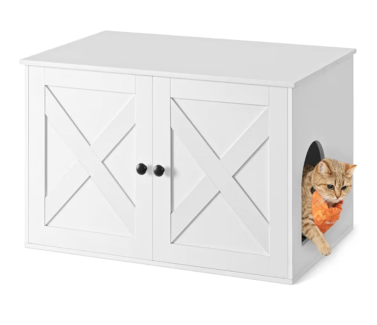Feandrea Cat Litter Box Enclosure, Litter Box Furniture Hidden With Removable Divider, Indoor Cat House, End Table, 31.5 X 20.9 X 19.7 Inches, White UPCL002W01