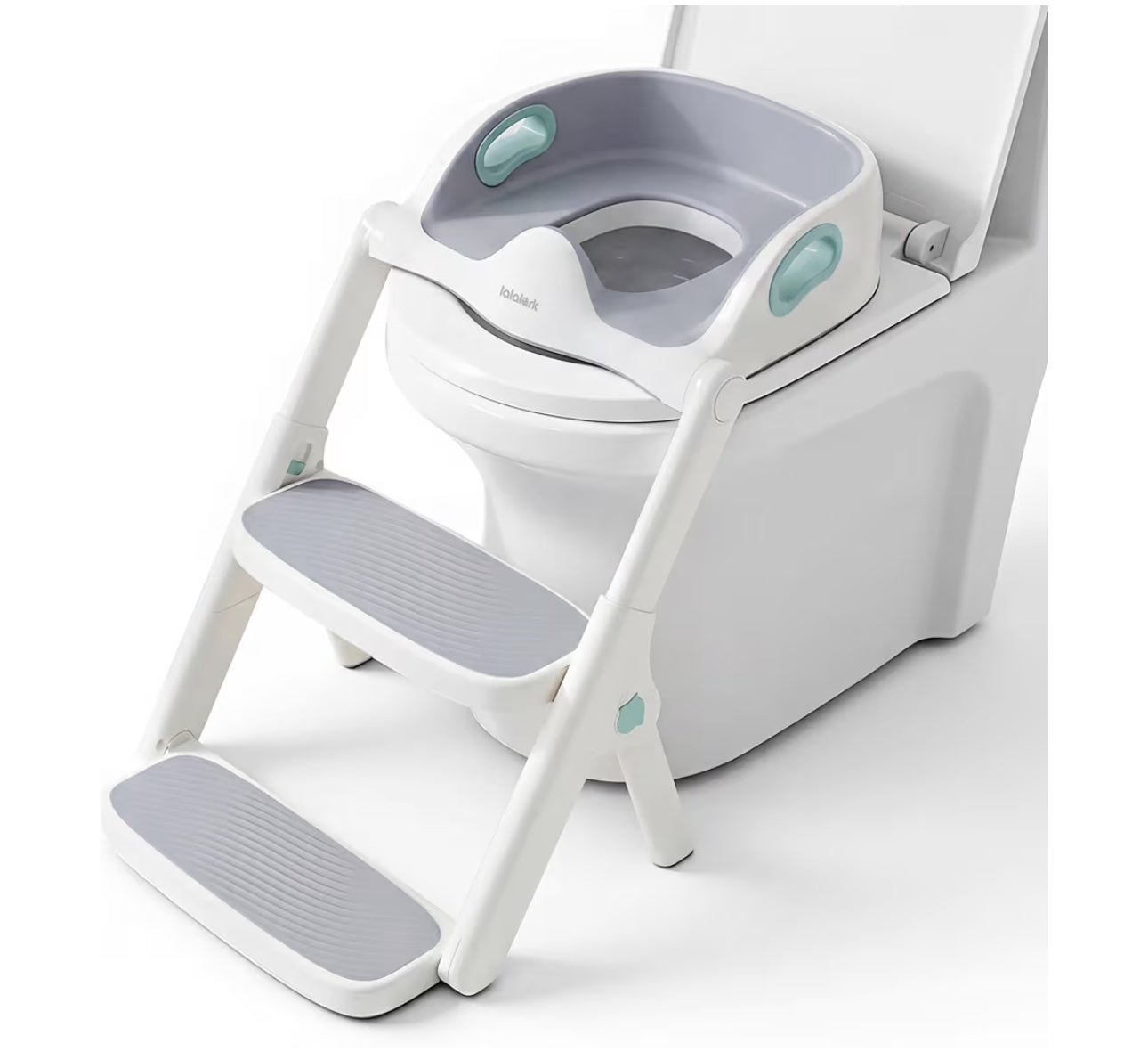 Lalalark Potty Training Seat, 2-In-1 Toddler Toilet Seat With Steps, Upgrade Potty Step Stool For Toddler With Anti-Slip Pad Step Stool, Extended Splash Guard, Foldable Potty Ladder Boys Girls, Green
