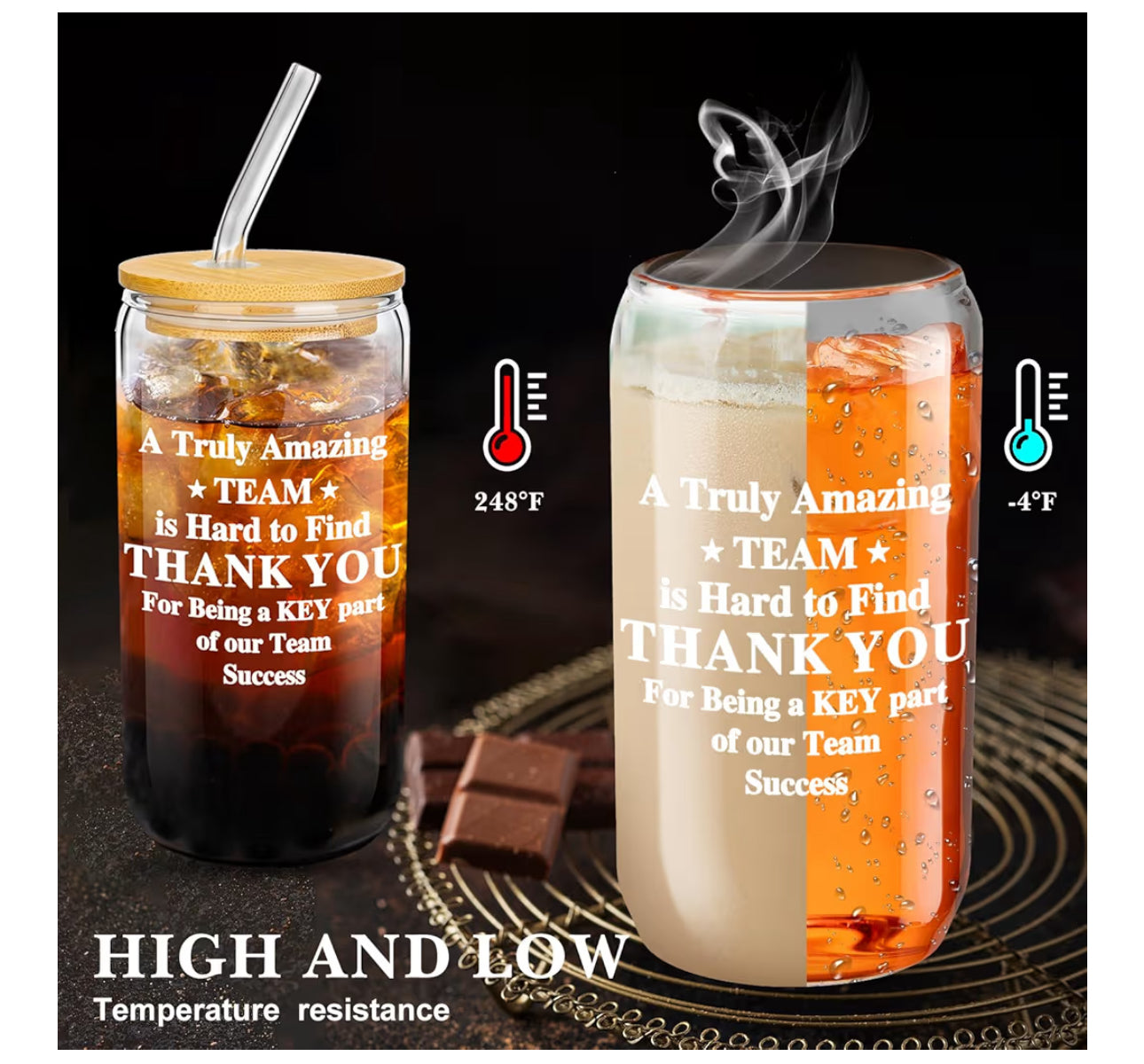 Domensi 9 Set Employee Appreciation Gifts Bulk Team Thank You Gifts Office Staff 16 Oz Glass Cups With Lids Straws Brushes For Employees Colleague Inspirational Tumbler Bulk(Vivid)
