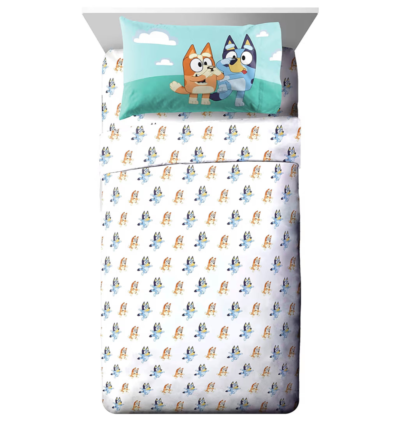 Jay Franco Bluey & Bingo 4 Piece Toddler Size Bed Set – Super Soft Microfiber Bed Set Includes Size Comforter & Sheet Set (Official Bluey Products)