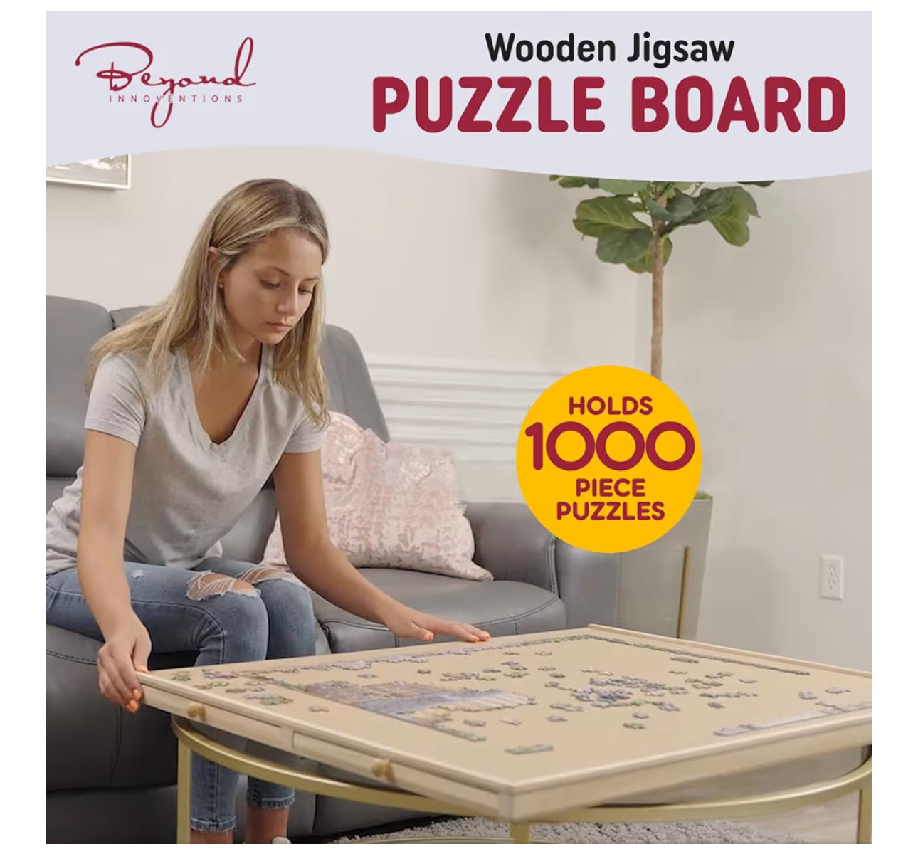 1000 Piece Rotating Puzzle Board With Drawers And Cover - 4 Drawers, Wooden Jigsaw Puzzle Table | 30” X 22”| Jigsaw Puzzle Board - Portable Puzzle Tables For Adults And Kids By Beyond Innoventions
