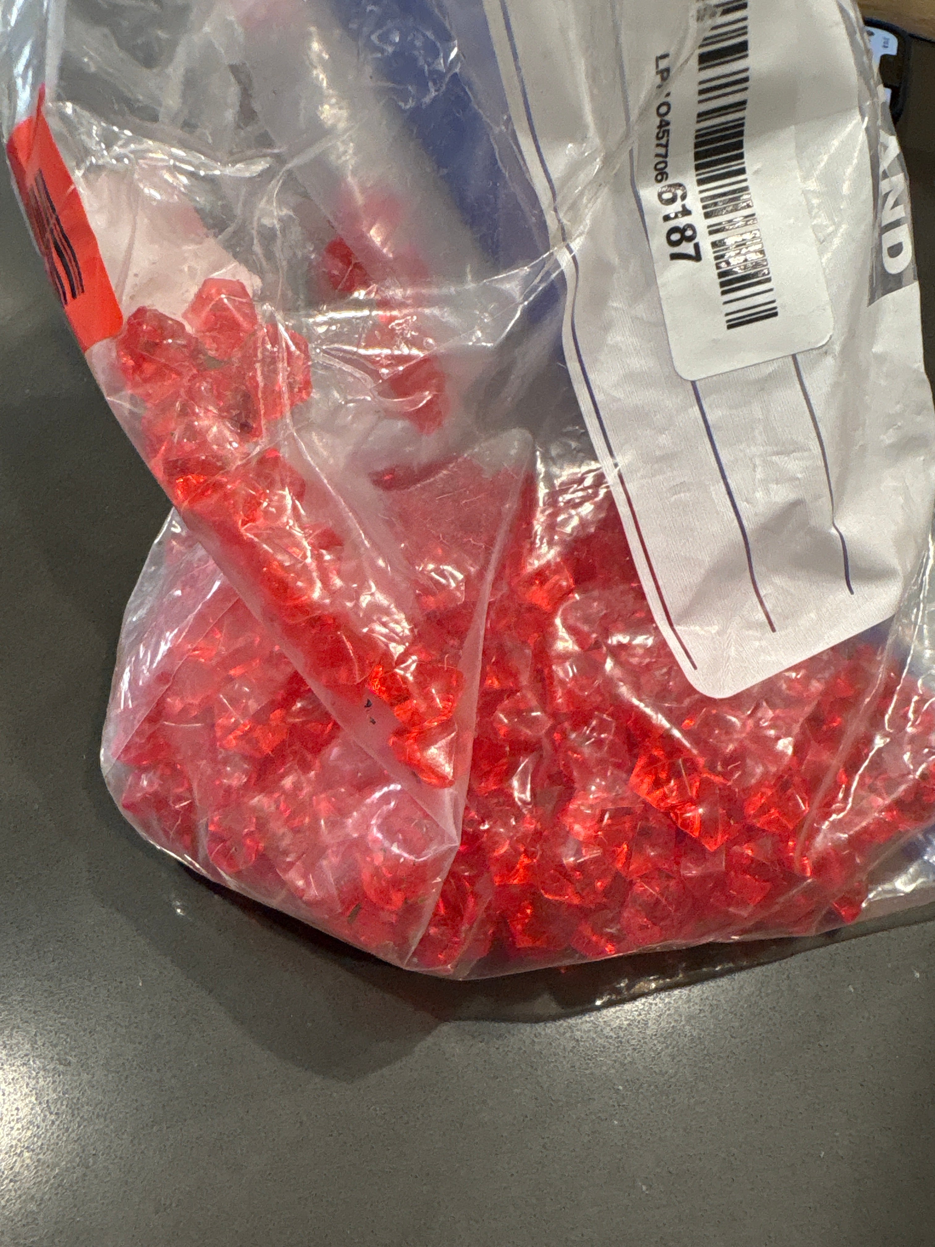 Red Plastic Crystal Vase/Sensory Jar Filler