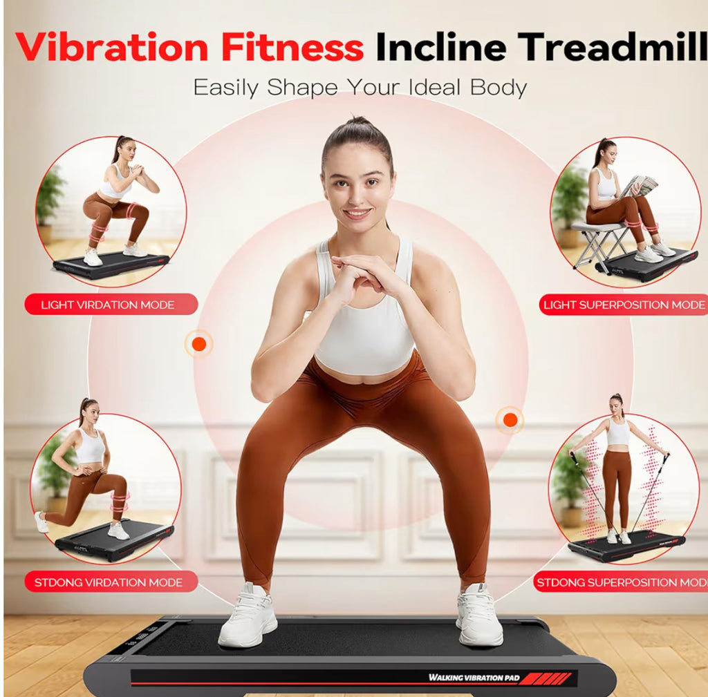 Walking Pad Treadmill With APP, 3 In 1 Under Desk Treadmills, 2.5HP Low Noise Walking Vibration Pad With Remote Control,Portable Treadmill For Home Office, Red