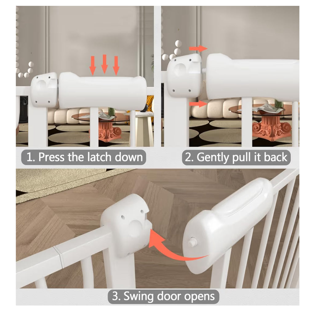 Fairy Baby Extra Wide Baby Gate For Doorways Auto Close Safety Gates For Bedroom, Fits 57.5 Inch To 62 Inch With Pressure Mounted Extention Kit, White