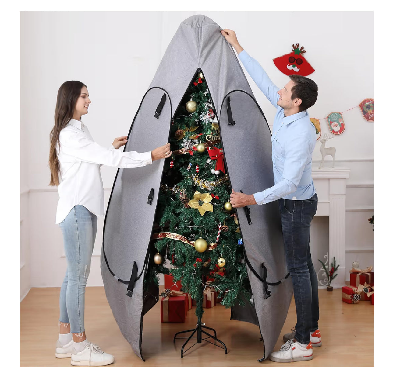 UNARK Christmas Tree Bag 9 Ft Large Christmas Tree Storage Bag 9 Foot Tree, Christmas Tree Cover For Upright Storage With Reinforced Handles