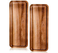 BIEOFFEI Small Charcuterie Boards Rectangular Long Wooden Platters Acacia Wood Serving Tray 2 Pcs Wooden Tray Kitchen Charcuterie Platter For Food Cookie Dessert Fruit Snack, 14" X 5.5" X 0.6"