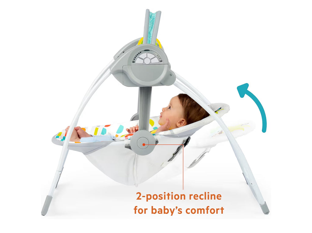 Bright Starts Playful Paradise Portable Compact Automatic Baby Swing With Music, Unisex, Newborn +