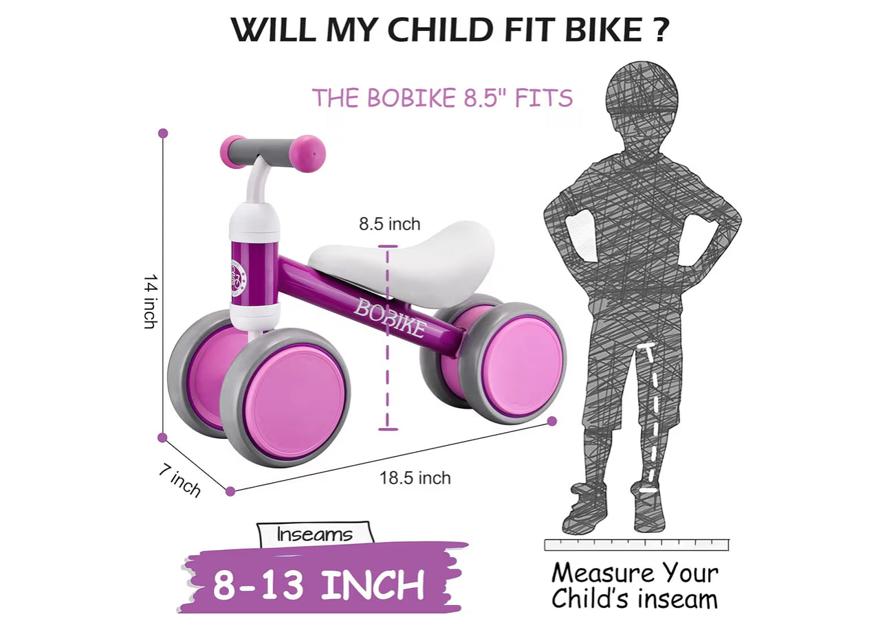 Baby Balance Bike Toys For 12-36 Months Kids Toy Boy Girls Gifts Toddler Best First Birthday Gift Children Walker No Pedal Infant 4 Wheels Bicycle (Purple)