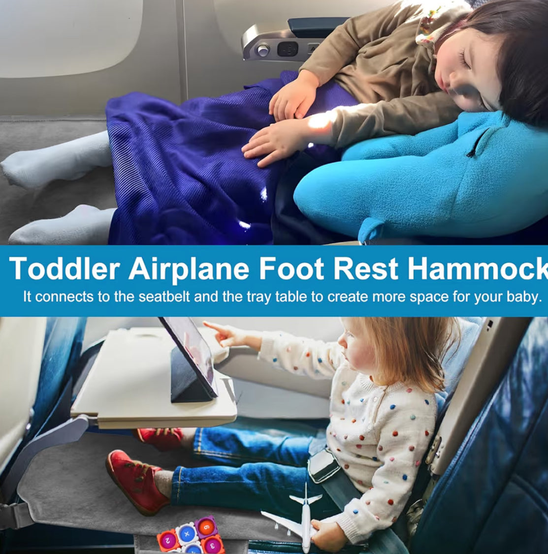 COZYBONDER Toddler Airplane Bed & Travel Essentials - Kids Airplane Seat Extender, Portable Plane Bed For Flights