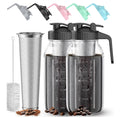 2 Pack 64 Oz Cold Brew Coffee Maker Jar - Thick Glass Cold Brew Maker With Handle, Stainless Steel Filter & Leak-Proof Lid, Cold Brew Pitcher For Iced Coffee,Tea And Milk (2 Quart / 1.9 Liter)