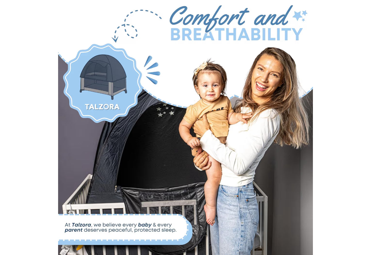 Talzora Baby Sleep Tent – Breathable Blackout Cover For Pack N Play, Crib Cover & Travel Sleep Pod, Easy Pop Up Setup For Toddlers And Babies Easy And Ready