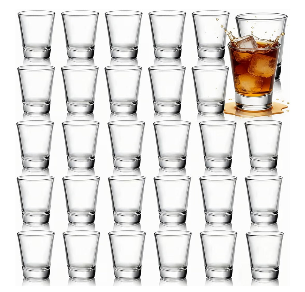 Tebery 30 Pcs 60ml Shot Glasses, 2oz Heavy Base Shot Glasses Sets, Round Glassware Shot Glass, Clear Glass For Vodka, Whiskey, Tequila, Espresso, Liquor