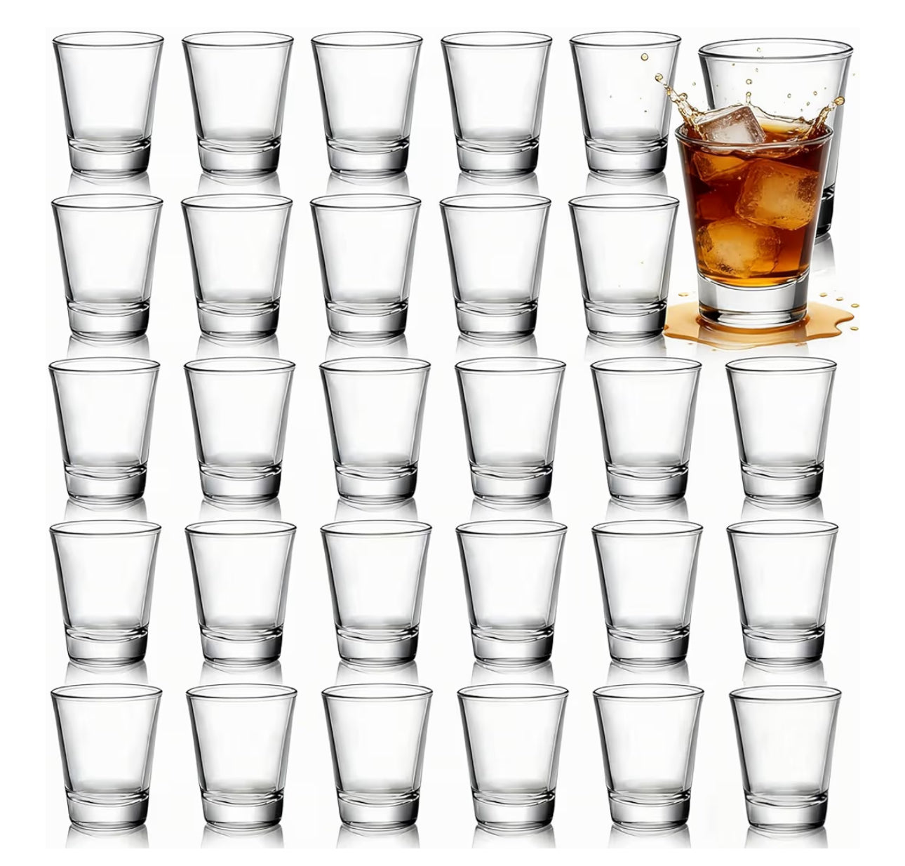 Tebery 30 Pcs 60ml Shot Glasses, 2oz Heavy Base Shot Glasses Sets, Round Glassware Shot Glass, Clear Glass For Vodka, Whiskey, Tequila, Espresso, Liquor