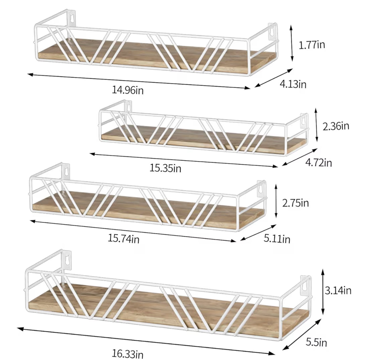 Amaoot Floating Shelves For Wall Set Of 4, Different Sizes Mounted Wood Floating Shelf, Wall Shelves For Living Room, Bedroom, Bathroom, Kitchen, Farmhouse Decor, Office