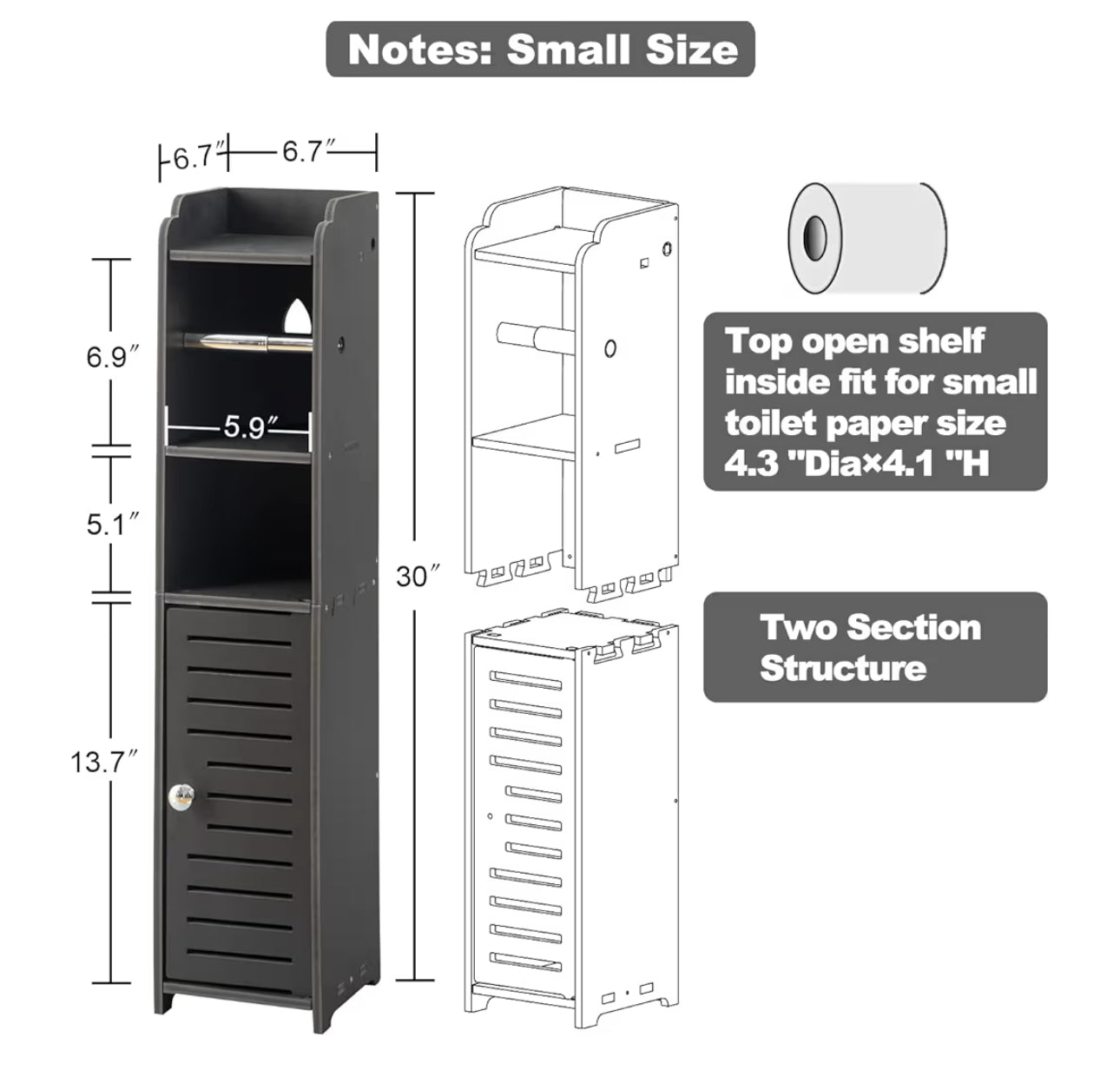 AOJEZOR Toilet Paper Holder Stand: Freestanding No Drill PVC Bathroom Storage For Apartment Renters -Protect Rental Deposit- Small Space Storage Solution