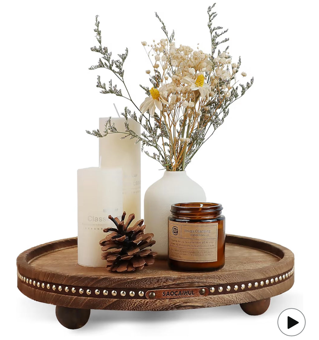 Decor Decorative Round Tray 11.81in For Home Decor For Coffee Table Farmhouse Kitchen Table Living Room Bathroom Centerpiece Tray Decor