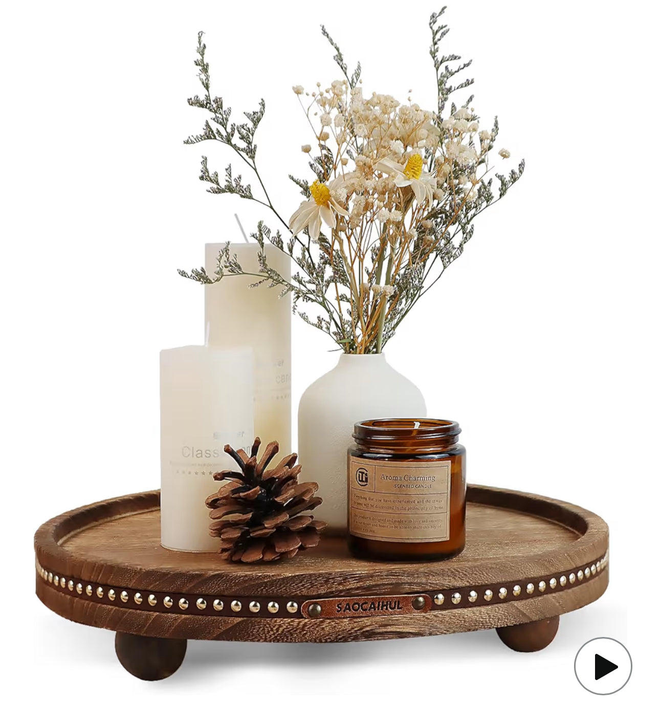 Decor Decorative Round Tray 11.81in For Home Decor For Coffee Table Farmhouse Kitchen Table Living Room Bathroom Centerpiece Tray Decor