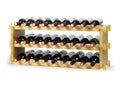Finnhomy Wine Rack 27-Bottle 3-Tier Natural Bamboo Display Wine Storage Shelves Stackable Wine Bottle Holder
