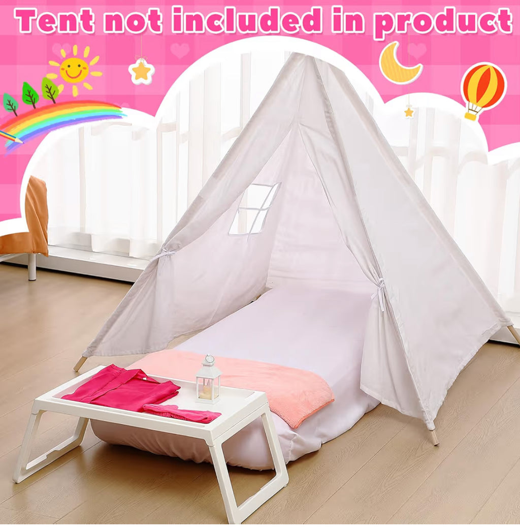 Windyun 2 Sets Kids Air Mattress Bulk With Fitted Sheet,Toddler Inflatable Bed 63 X 27 X 8 Inches Blow Up Airbed Camping Sleeping Pad For Aged 3-10 Years Old Birthdays Slumber Sleepover Party (White)
