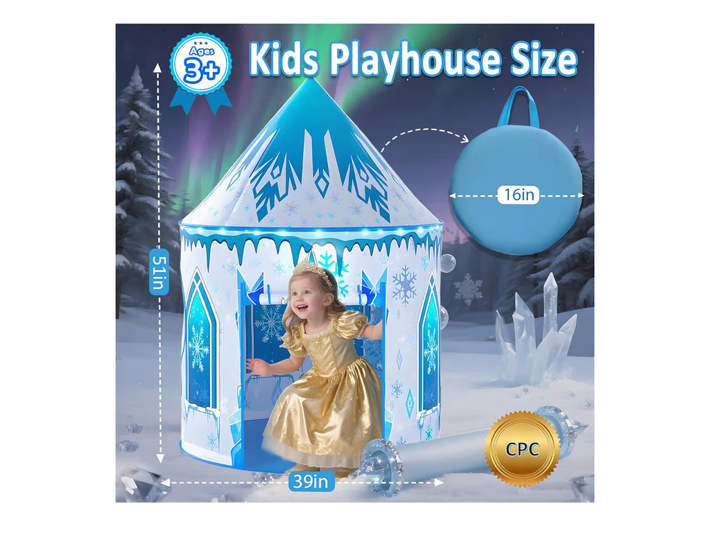 Girls Frozen Play Tent For Kids: Pop Up Baby Castle Playhouse Tent - Blue Children Tent Indoor And Outdoor Toys For Toddlers Birthday Gift