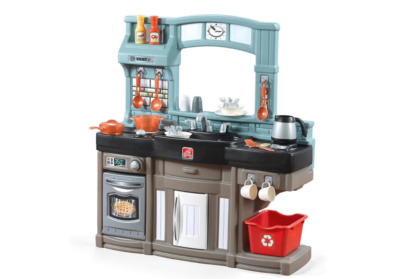 Step2 Best Chefs Kids Kitchen Playset, Indoor/Outdoor Kitchenette, Interactive Play With Lights And Sounds, Made Of Durable Plastic, Includes 25 Piece Toy Accessories, For Toddlers 2+ Years Old