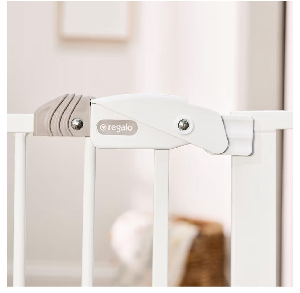 Regalo Safety 36" Extra Tall Baby Gate For Doorways & Bottom Of Stairs, Pressure Mounted Walk Through Gate For Babies, Toddlers & Pets, Tested & Safe For 30 Years, American Designed, American Owned