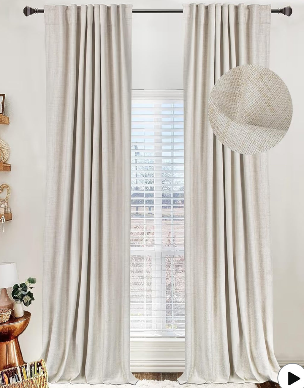 100% Blackout Shield Linen Blackout Curtains For Bedroom 84 Inches Long, Back Tab/Rod Pocket Living Room Drapes, Thermal Insulated Blackout Curtains 2 Panels Set, 50" W X 84" L, Cream