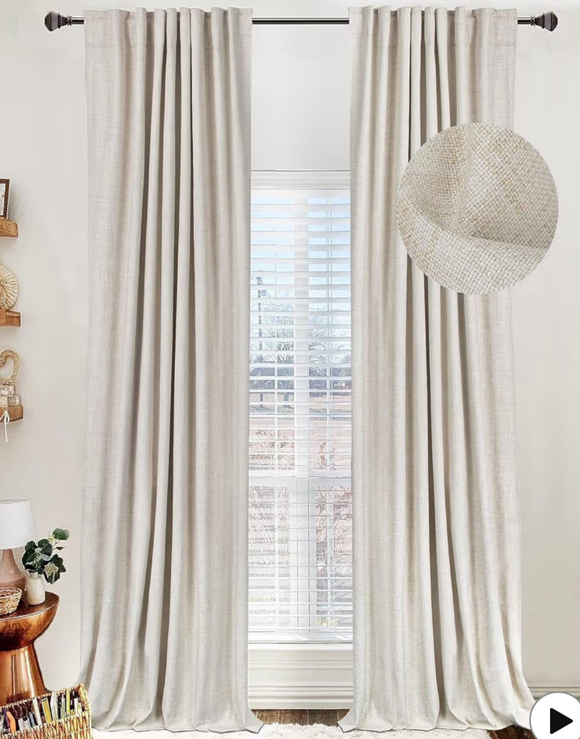 100% Blackout Shield Linen Blackout Curtains For Bedroom 84 Inches Long, Back Tab/Rod Pocket Living Room Drapes, Thermal Insulated Blackout Curtains 2 Panels Set, 50" W X 84" L, Cream