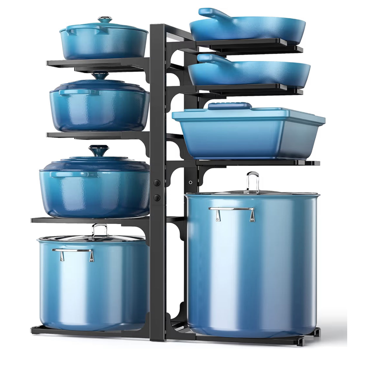 ORDORA 8-Tier Pots And Pans Organizer Under Cabinet, Kitchen Cabinet Organizers And Storage, Heavy Duty 120LBS Pots And Pan Storage Rack Organizer Inside Cabinet, Adjustable, Silver