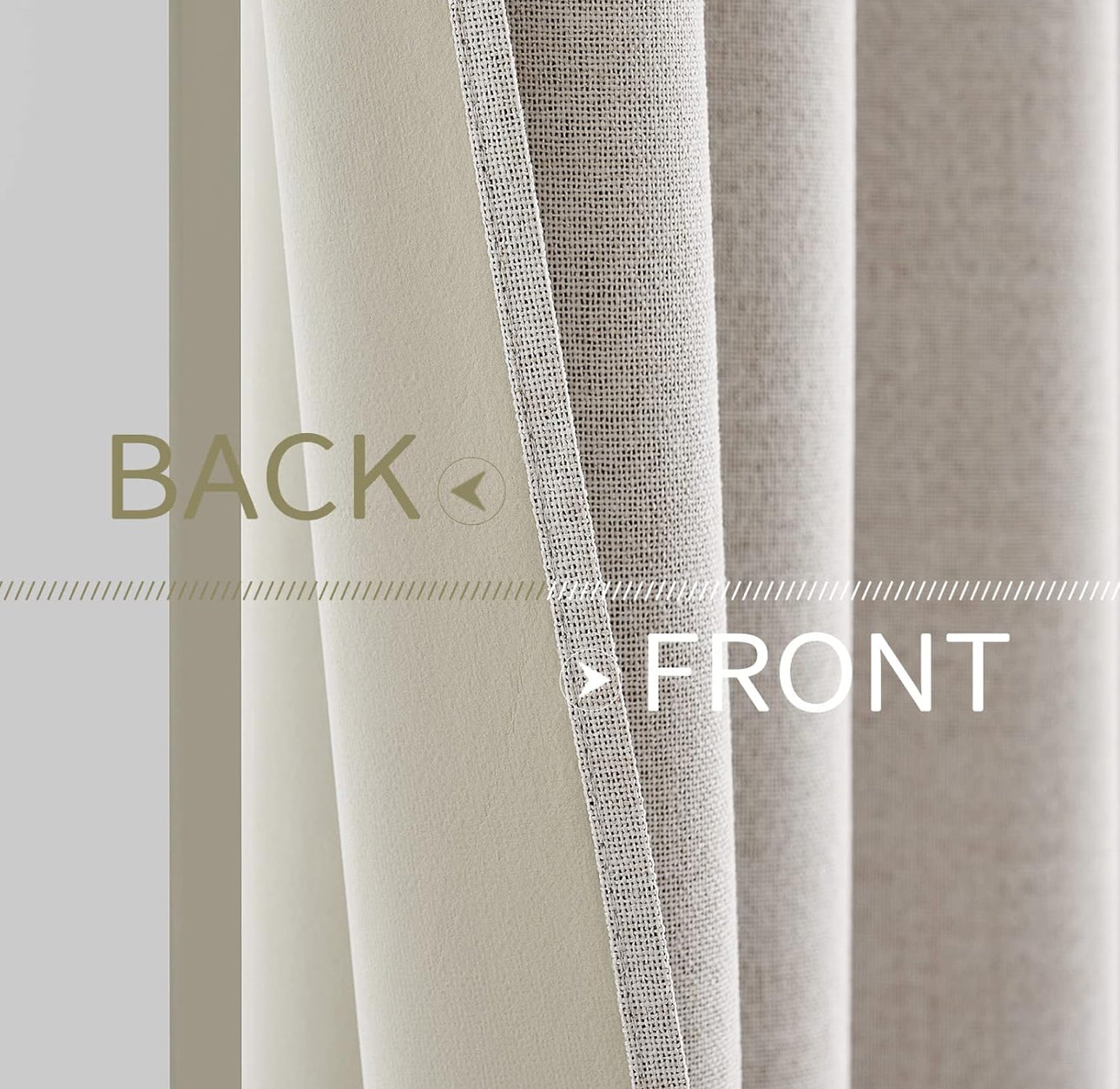 MIULEE 100% Blackout Linen Textured Curtains For Bedroom Solid Thermal Insulated Ivory Grommet Room Darkening Curtains & Drapes Luxury Decor For Living Room Nursery 52 X 84 Inch (2 Panels)