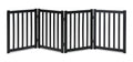 LZRS 4-Panel Wooden Free Standing Foldable Dog Gate Indoor – 24" High, Extra Wide Step-Over Safety Pet Gate For Doorways, Stairs, Hallways, Large Spaces & Playpen For Puppies Indoor Use, Black