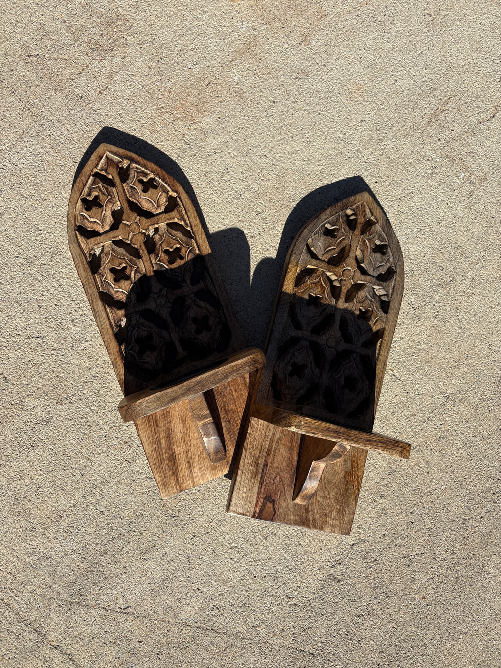 Burnt Natural Wall Mounted Candle Sconces (Set of 2) - Decorative Hand-Carved Wooden Candle Holders, Farmhouse Style, Perfect for Living Room, Bedroom & Kitchen Wall Décor - 16 Inch